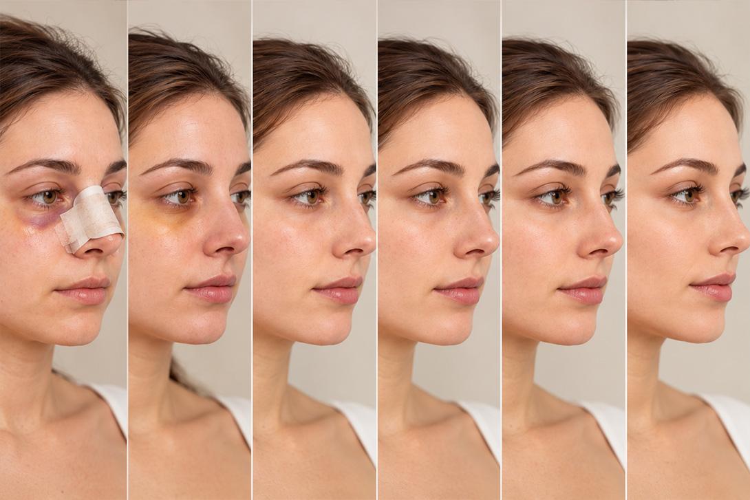 Convalescence après rhinoplastie : attelle, œdème et résultat mois par mois